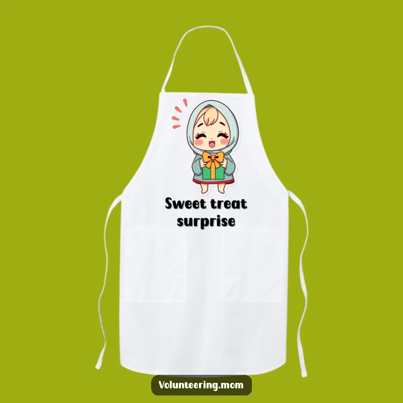 Cook up some smiles with this funny apron! An excited kawaii mom character is ready for a gift. Practical and cute, a perfect funny gift.
