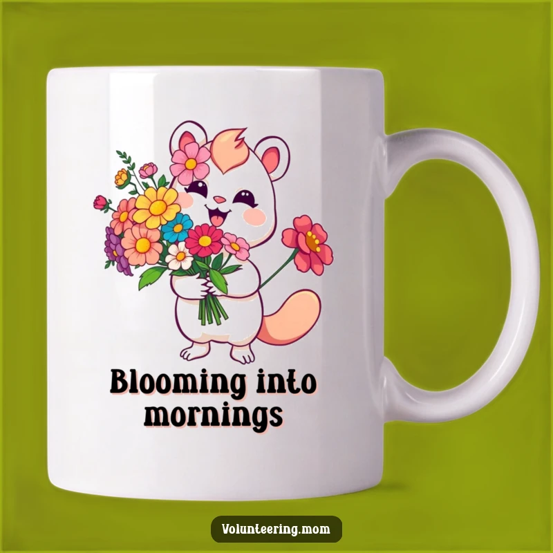 Funny Floral Gift Mug: Whimsical Creature's Flower Smile, Cheerful Gift