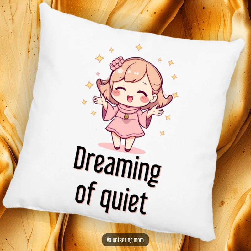 Funny pillow featuring a kawaii mom character sparkling as she juggles various items.