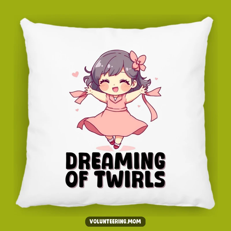 Add a touch of playful charm to your home with this funny pillow! A mom playfully spins with a ribbon. Cozy and stylish, a great funny gift.