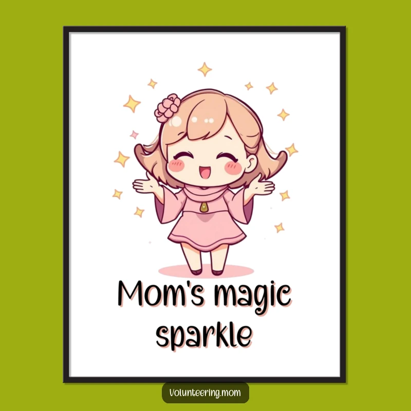 Funny Kawaii Mom Juggling Digital Art - Sparkly Mom Printable Gift