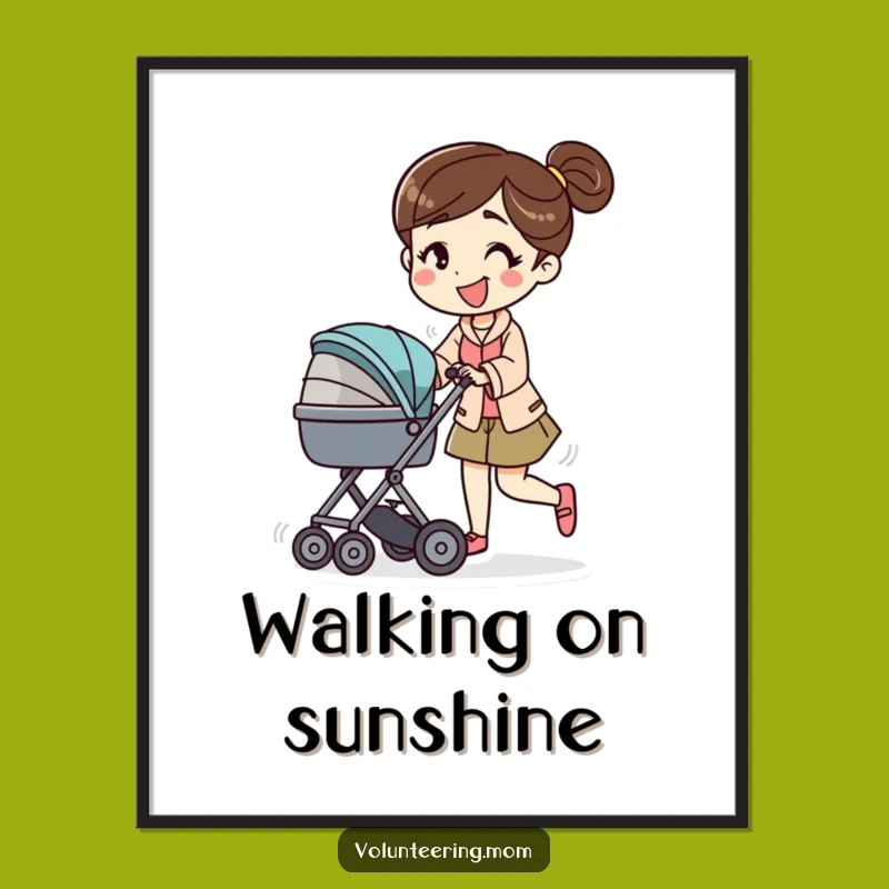 Funny Mom Stroller Push Digital Print: Instant Energetic Art for Your Walls