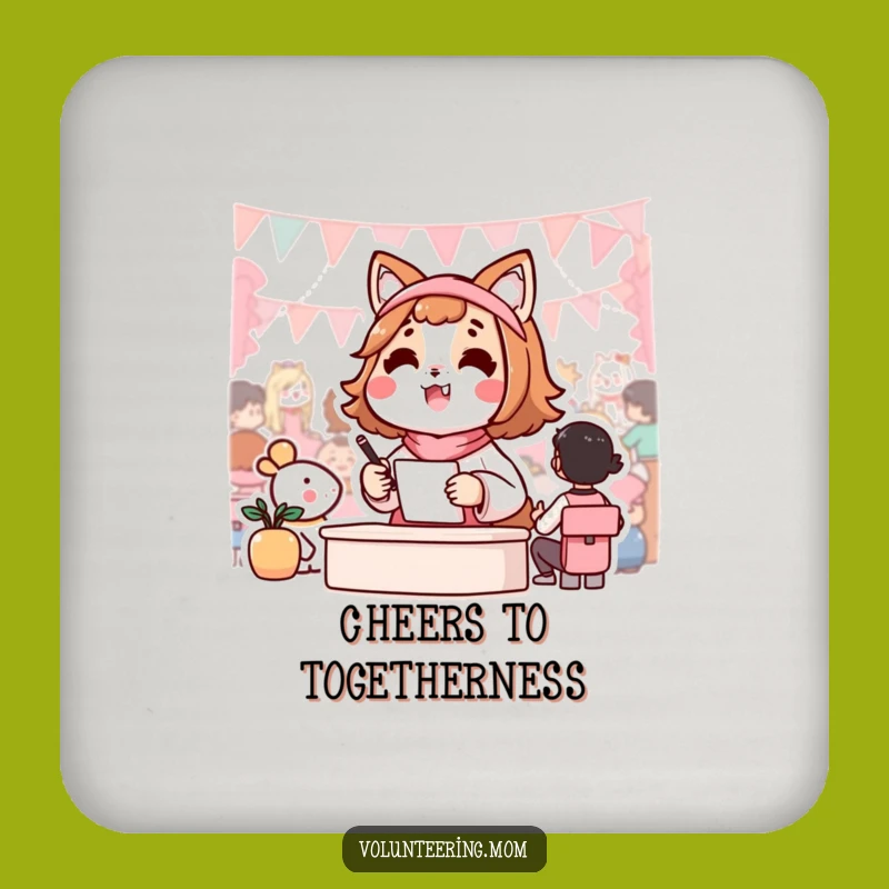 Funny Coaster Set: Kawaii Mom Community Organizer