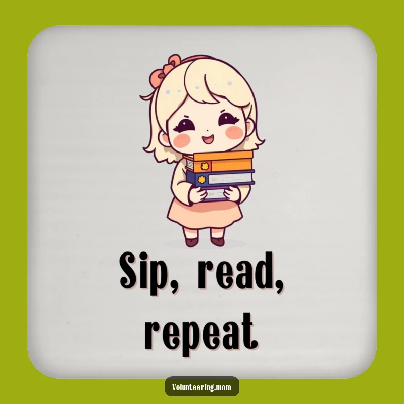 Funny Coaster Set: Mom's Book Stack, Bar Gift