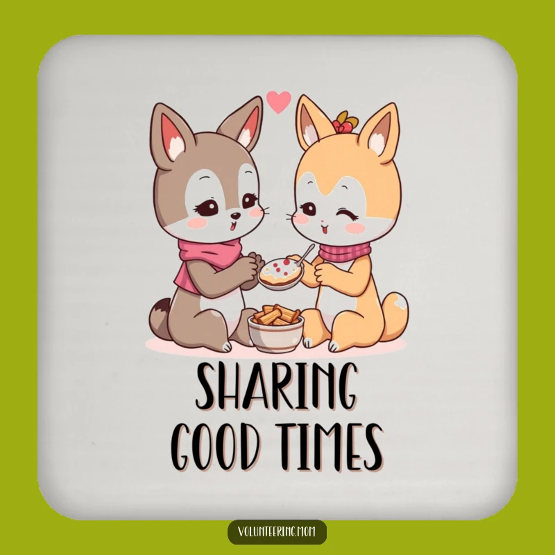 Set of Funny Kawaii Mom Sharing Coasters - Generous Decor Gift