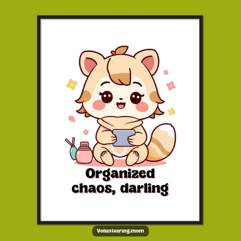 Funny Poster: Kawaii Mom Animal Multitasking with Utter Joy