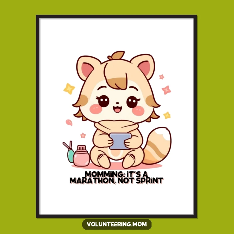 Kawaii Mom Multitasking Wall Art: Funny Free Printable Downloadable Gift