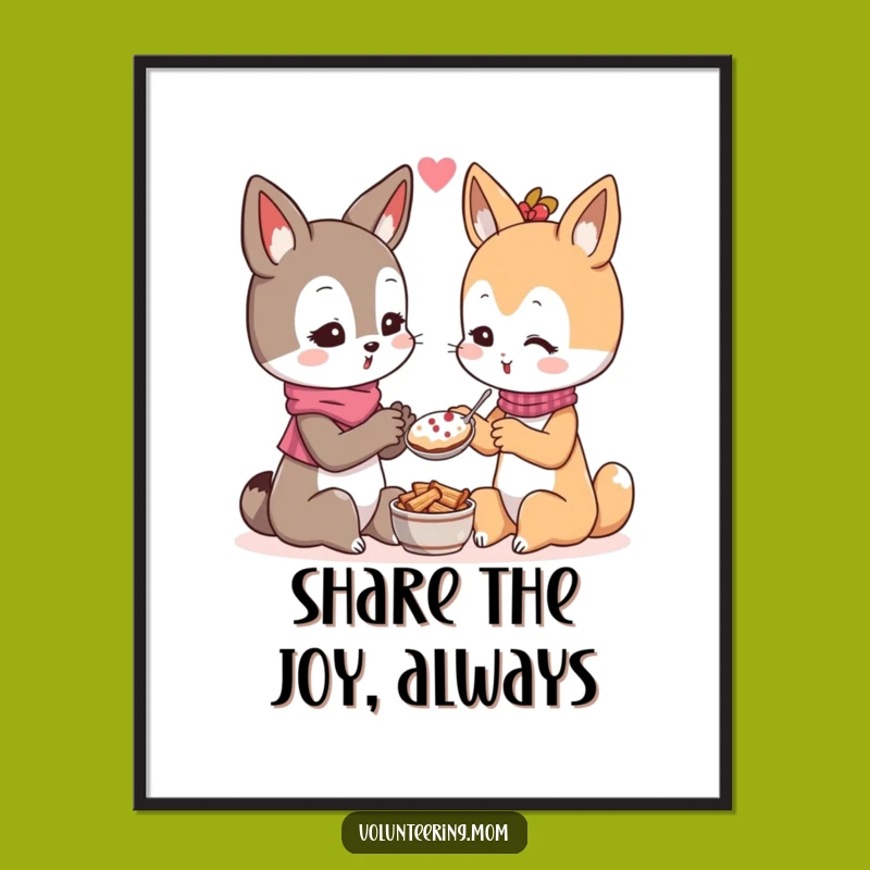 Free Printable Wall Art: Generous Kawaii Mom Sharing, Heartwarming Decor Download