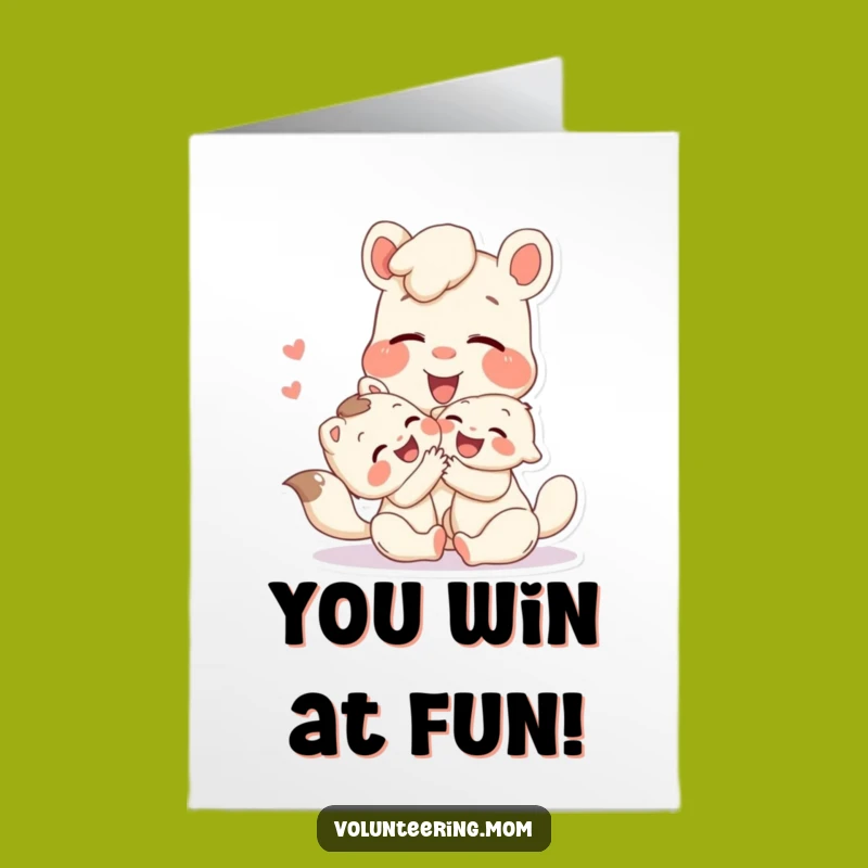 Send happy wishes with this funny free printable congratulations card, showing pure joy between a Mom and child animal. Easy print at home!