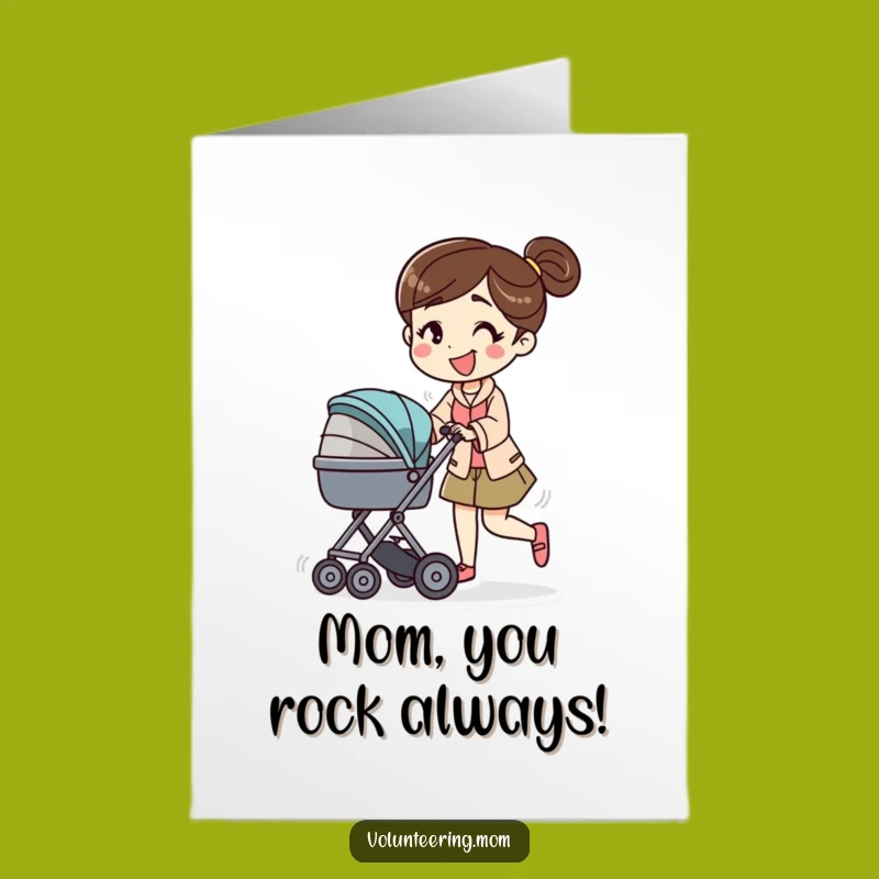 Free Printable Congrats Card: Mom Pushing Stroller Funny Downloadable Gift