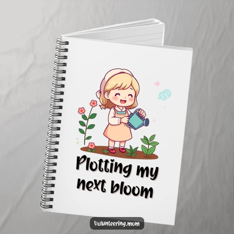 Funny notebook: Mom happily watering her garden, a humorous and practical tool for notes, perfect for gifting.