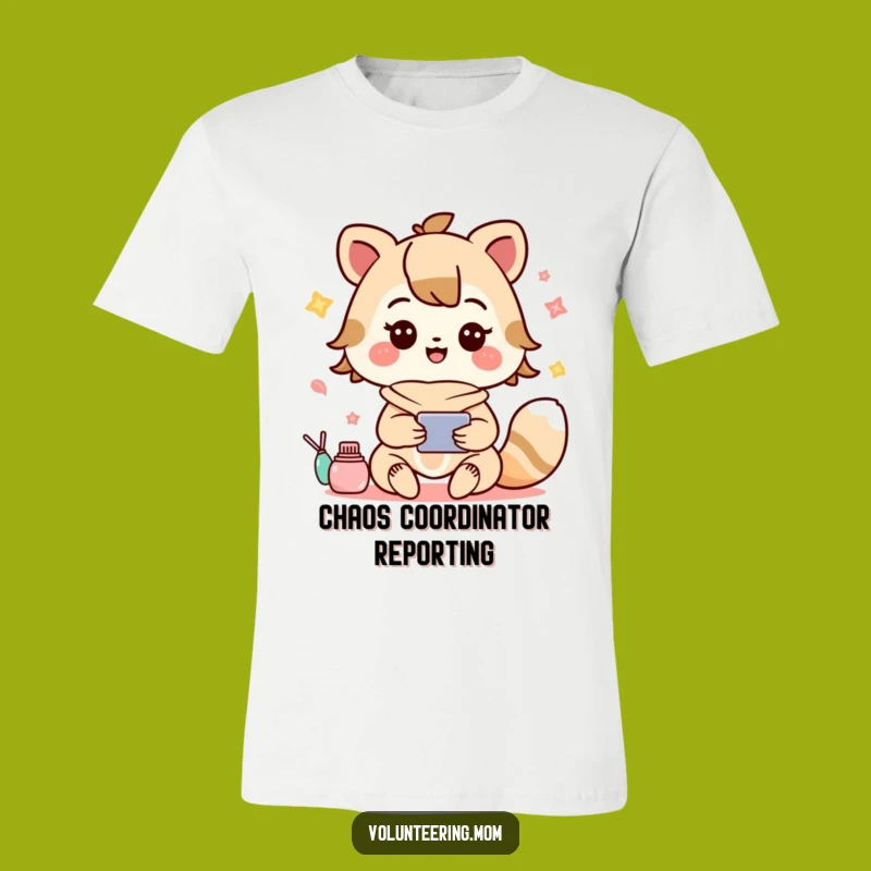 Funny T-Shirt: Kawaii Mom Animal Character Joyfully Multitasking