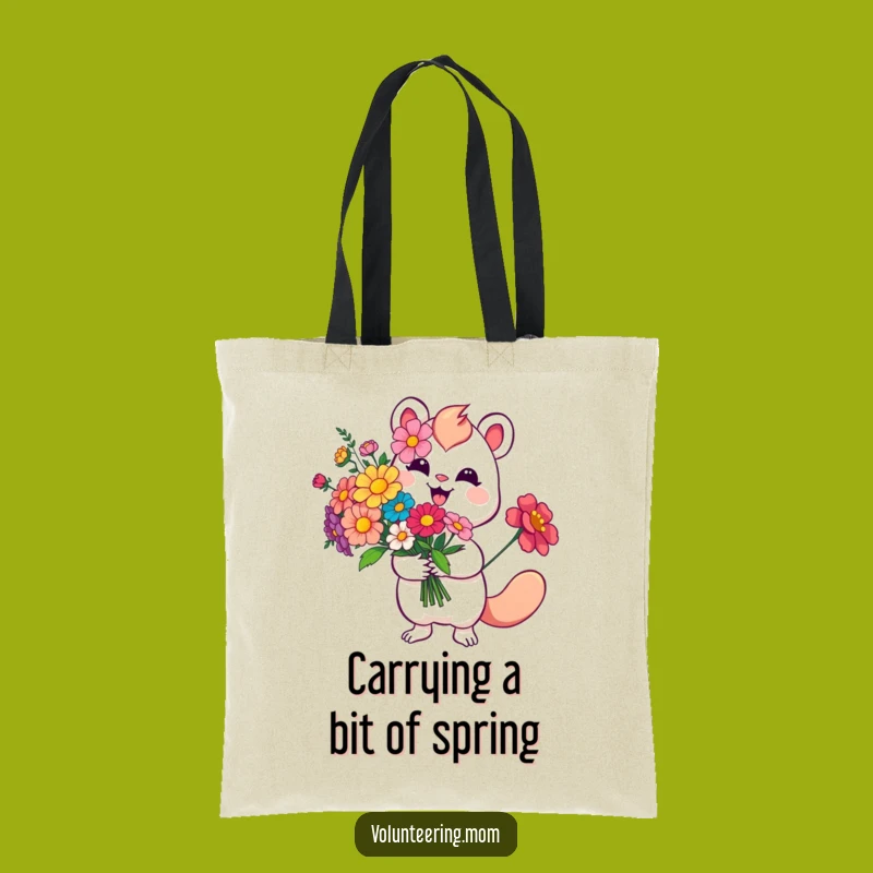 Funny Flower Tote Bag: Carry Blooms with Whimsical Creature's Smile