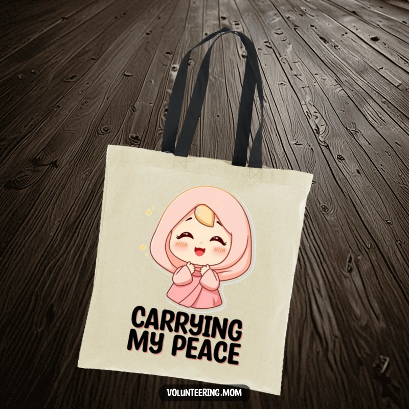Funny Happy Mom Tote Bag with a woman sighing contentedly, surrounded by a soft light, perfect for daily use.