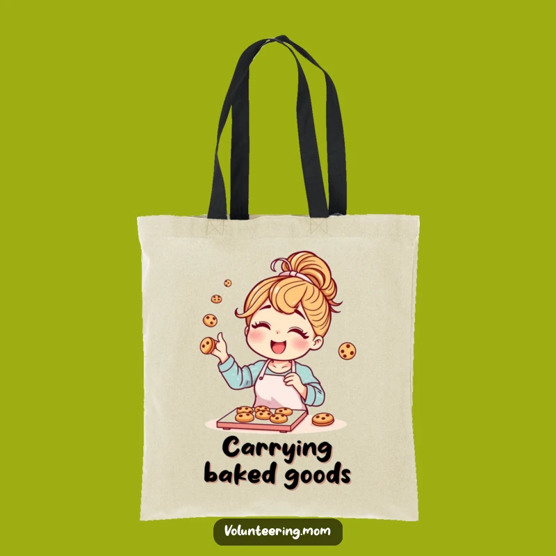 Funny Mom Baking Tote Bag: Messy Bun Cookie Canvas Bag, Kitchen Gift