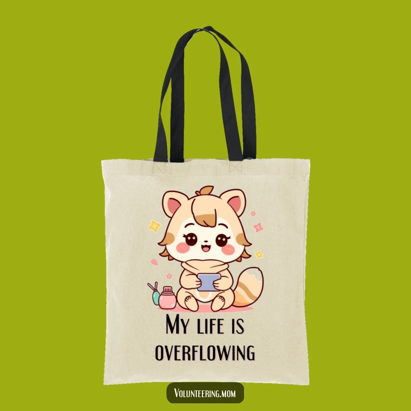 Funny Tote Bag: Kawaii Mom Animal Joyfully Multitasking